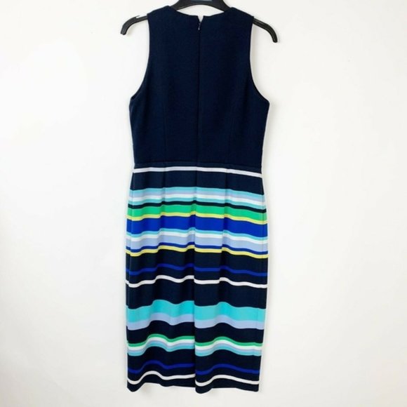 Maggy London stripe stretch sleeveless blue Dress